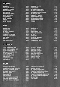 a chalkboard menu with a variety of drinks on it