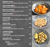 a menu with a variety of food on it