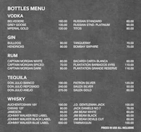 a bottle menu on a chalkboard