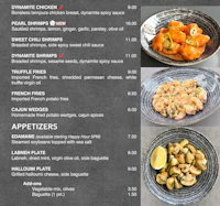a menu with a variety of food on it