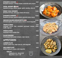 a menu with different types of food on it