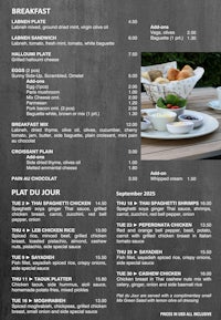 a black and white menu for a restaurant