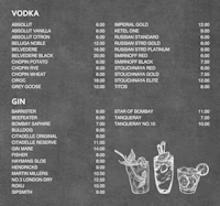 a chalkboard menu with a variety of drinks