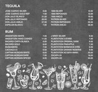 tequila cocktail menu on a chalkboard