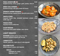 a menu with a variety of food on it