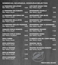 dominican nicaraguan honduran selection menu